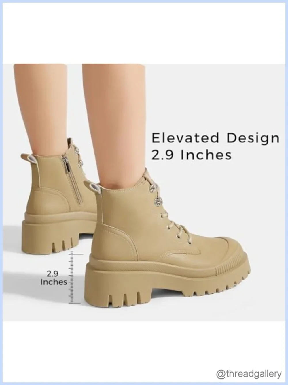 Platform Ankle Boots with Zipper Non-Slip Outsole Faux Leather Chunky Wedge